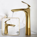 GobekUsa Gold Basin Mixer Tap High Golden Waterfall Faucet for Washbasin and Toilet