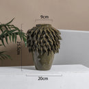 GobekUsa Leaf Relief Ceramic Vase: Hand-made 3D Floral Arrangement Pot