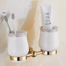 GobekUsa Brass Jade Bathroom Accessories Set: Towel Bar, Soap Holder, Towel Rack, Glass Shelf