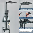 GobekUsa Black 4-Way Digital Shower System with Rainfall Head and Bidet
