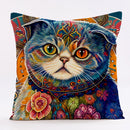 GobekUsa Cat Design Linen Pillowcase 45x45cm for Home Decor and Cushion Covers