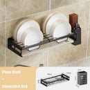 GobekUsa Kitchen Dish Drainer Rack & Tableware Holder - Wall Mounted Drying Shelf Storage