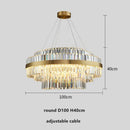 GobekUsa Gold Metal Round Dimmable LED Pendant Light with K9 Crystals