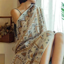 GobekUsa Bohemian Striped Knit Throw Blanket with Tassel Shawl - Versatile and Cozy Blanket