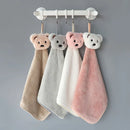GobekUsa Cartoon Bear Coral Velvet Hand Towel - Soft Microfiber for Kitchen & Bathroom