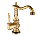 GobekUsa Brass Carved Bathroom Faucet, Single Handle Hot & Cold Water Mixer Tap