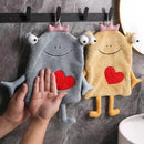 GobekUsa Frog Design Hand Towel - Soft Coral Velvet, Kids Friendly, Absorbent & Multipurpose