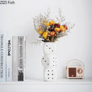 GobekUsa Ceramic Dice Vase Desk Decor Flower Arrangement Artificial Flowers Room Aesthetic