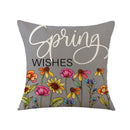 GobekUsa Easter Bunny Rabbit Linen Cushion Cover 45x45cm - Flower Print Festival Pillowcase