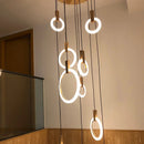 GobekUsa LED Wood Stair Chandelier: Modern Nordic Living Room Ceiling Pendant Lights