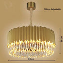 GobekUsa Crystal Chandelier: Black Gold Round LED Pendant Light for Living Room or Bedroom