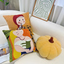 GobekUsa Cartoon Oil Painting Embroidery Throw Pillow for Office Chair, Living Room, Bedroom