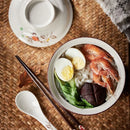 GobekUsa 6.5inch Retro Ceramic Ramen Bowl Set with Lid, Chopsticks, and Spoons