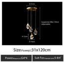 GobekUsa Diamond Crystal Chandelier Staircase LED Golden Chandeliers Lighting for Luxurious Home Décor
