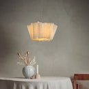GobekUsa Creamy White Fabric Pendant Light for Dining Room, Handmade Nordic Minimalism Design