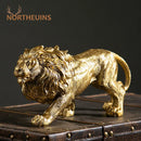 GobekUsa Golden Lion King Resin Figurines: Luxury Desktop Ornaments for Home & Office