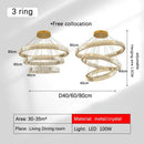 GobekUsa Golden Crystal Chandelier: Nordic Modern Luxury LED Hanging Halo for Living Room