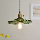 GobekUsa Green Flower Glass Pendant Light - Modern Kitchen Bar Restaurant Hanging Lamp