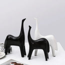 GobekUsa Black & White Horse Abstract Ornaments for Home Decor