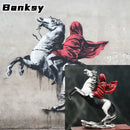 GobekUsa Banksy Red Knight Statue: Modern Street Art Decor for Home & Office