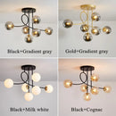 GobekUsa Glass Ball LED Ceiling Chandelier - Modern Nordic Pendant Light for Living Room