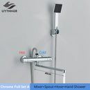 GobekUsa Black/Chrome Thermostatic Shower Set with Brass Wall Mount Mixer Handle Spray