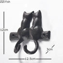 GobekUsa Cat Hook Hanging Shelf: Decorative Cast Iron Wall Coat Rack for Outdoor Decoration