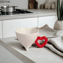 GobekUsa Heart Ceramic Coffee Mug Tea Cup Set, Conical Dining Table Milk Juice Container
