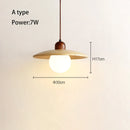 GobekUsa Cream Japanese Style Wood Pendant Chandelier for Bedroom and Dining Room