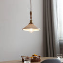 GobekUsa Copper Ceramic LED Pendant Lamp with Wood Handle for Home Decor