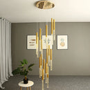 GobekUsa Crystal Staircase Chandelier - Modern Gold LED Lighting for Living Room