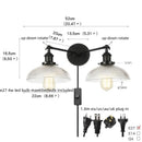 GobekUsa Industrial LED Wall Light Fixture with Pull Chain Switch, 2 Heads Bedside Lamp