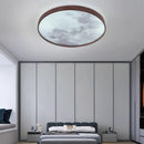 GobekUsa LED Moon Wood Ceiling Light 26/34CM Walnut Decor - Bedroom Living Room Home Illumination