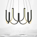 GobekUsa LED Chandelier: Black Gold Aluminium Hanging Light, Parlor Dining Room Bedroom Lamp