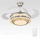 GobekUsa Gold Crystal Retractable Blades Modern LED Ceiling Fan 42" Smart Lightning