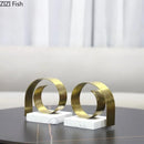 GobekUsa Golden Spiral Bookend Set with Marble Base for Stylish Desk & Library Decor