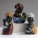 GobekUsa African Mother Child Abstract Statue Resin Figurine Ethnic Style Interior Decor