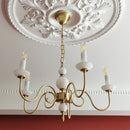 GobekUsa Cream White Led Chandeliers, Retro Copper Pendant Light for Home Decor