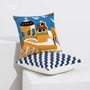 GobekUsa Coastal Chic Blue Geometric Cushion Cover 45x45cm Soft Cotton Breathable Zipper