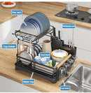 GobekUsa Kitchen Utensil Drainer Rack with Chopstick Cage and Drainboard