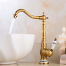 GobekUsa Antique Brass Basin Faucet, Rotatable Single Hole Kitchen Sink Mixer