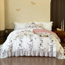 GobekUsa Lace Ruffles Princess Cotton Bedding Set, Floral Quilt Cover, Girls Wedding Home Textiles