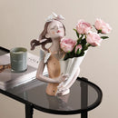 GobekUsa Butterfly Girl Sculpture Vase Set - Modern Decorative Resin Flower Ornaments