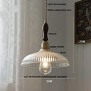 GobekUsa Amber Glass LED Pendant Lamp Walnut Wood Copper Hanging Light