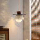 GobekUsa Glass Ball LED Pendant Lamp for Coffee Living Dining Room with Natural Wood and Stone