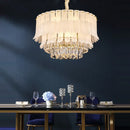GobekUsa Golden Crystal Chandelier: Postmodern Luxury Round Chandelier for Living Room