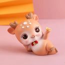 GobekUsa Cartoon Deer Resin Figurines Home Decor Miniatures Crafts Cake Topper