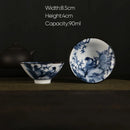 GobekUsa Blue and White Porcelain Hand-Painted Tea Cups - Set of 1