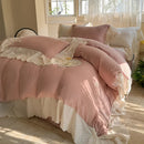 GobekUsa Lace Ruffles Princess Wedding Bedding Set in Pure Cotton Skin-friendly Fabric