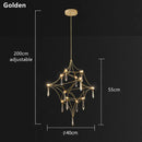 GobekUsa Golden Lustre Crystal Chandelier for Living Dining Bedroom LED Lights